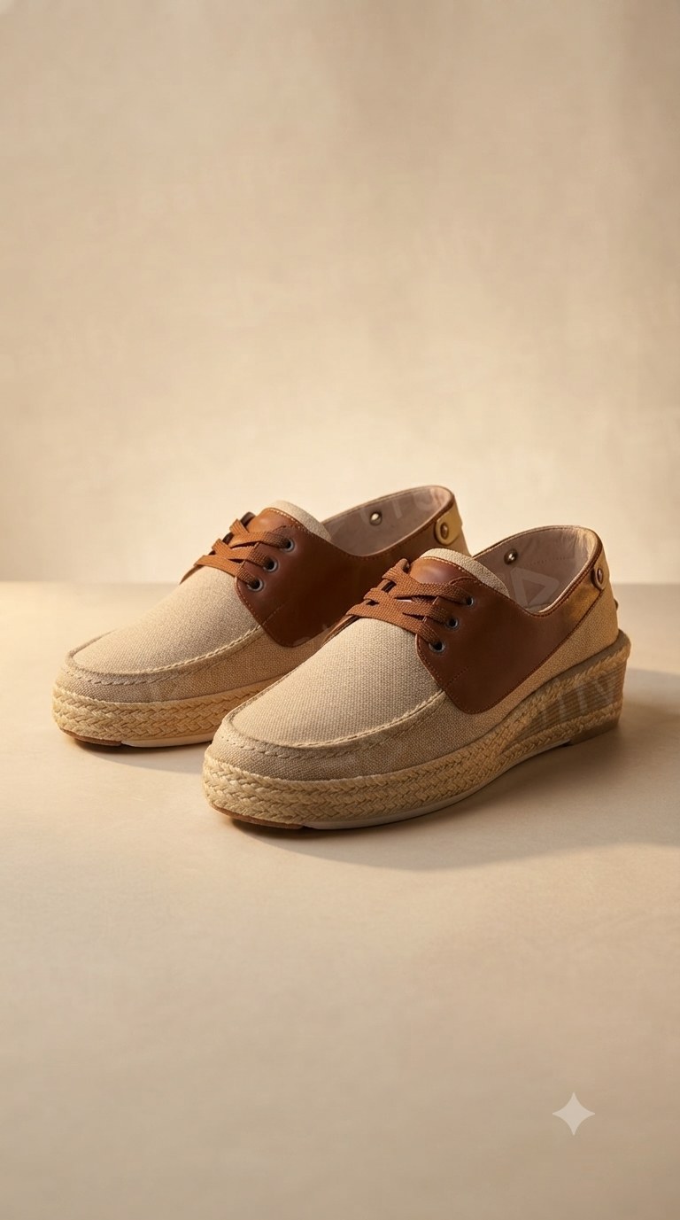 Mocasines de cuero y lona artesanales